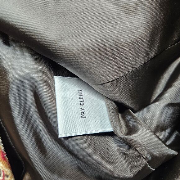 Talbots Womens Brown Paisley Blazer Colorful Cotton Silk Size 8 Petite Velvet - Picture 8 of 11